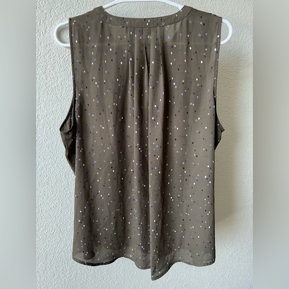 Olive Green Sleeveless Work Blouse - Picture 2 of 3